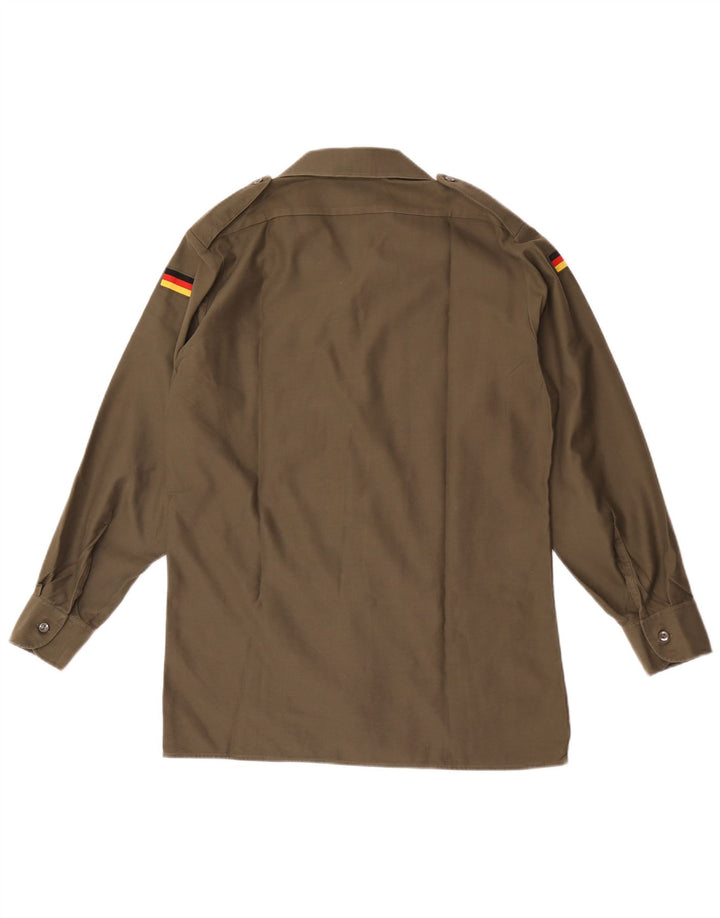 Camicia militare vintage da uomo taglia 39/40 poliestere kaki medio