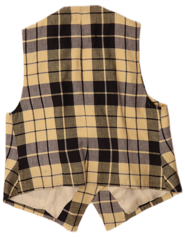 Gilet da donna vintage UK 14 scozzese medio giallo