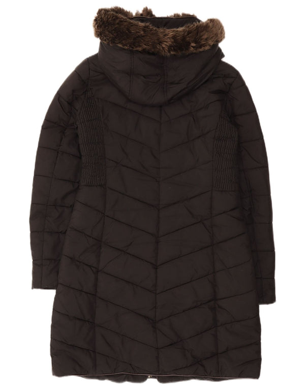 JOULES Cappotto imbottito con cappuccio da donna UK 10 piccolo poliestere nero