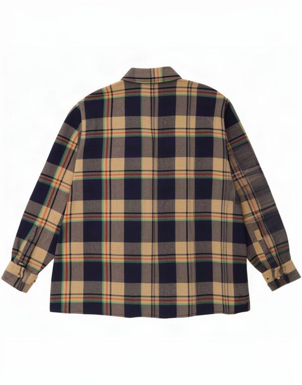 Camicia vintage da uomo in flanella taglia 47 2XL a quadri multicolore
