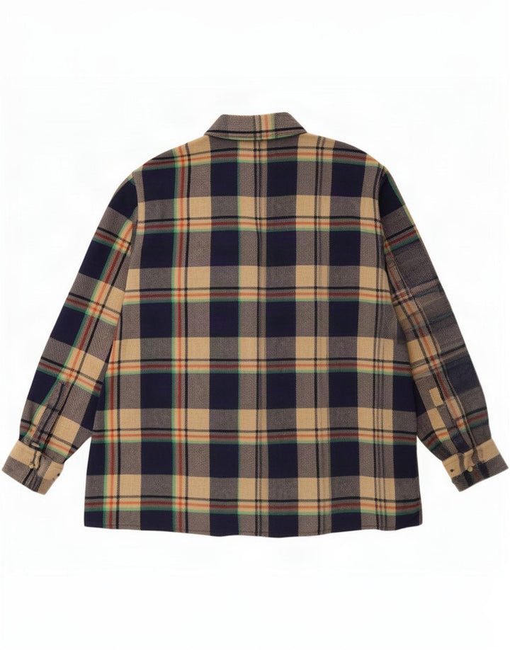 Camicia vintage da uomo in flanella taglia 47 2XL a quadri multicolore