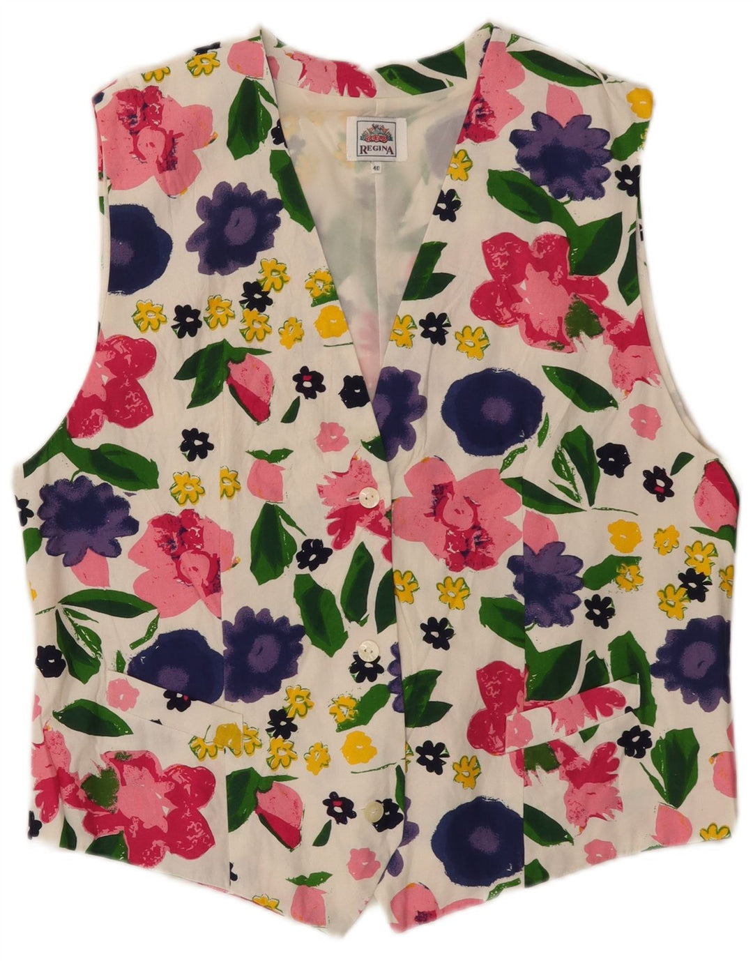 Gilet da donna Regina EU 40 viscosa floreale bianca media