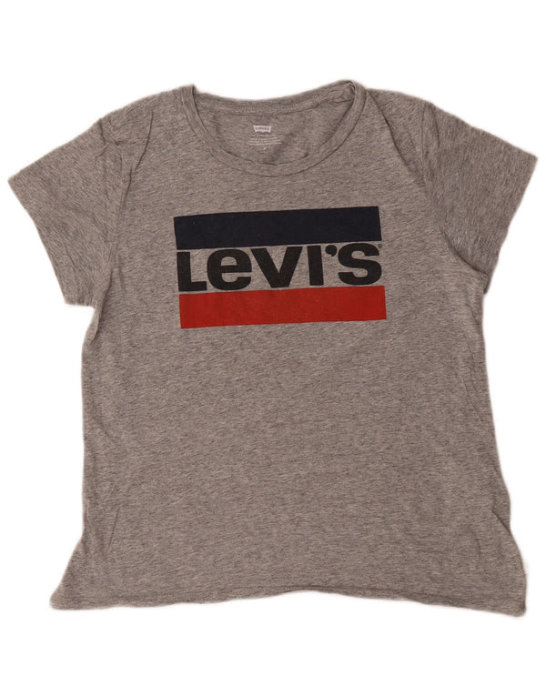 T-shirt grafica da donna Levi's Top UK 14 Cotone screziato grigio medio