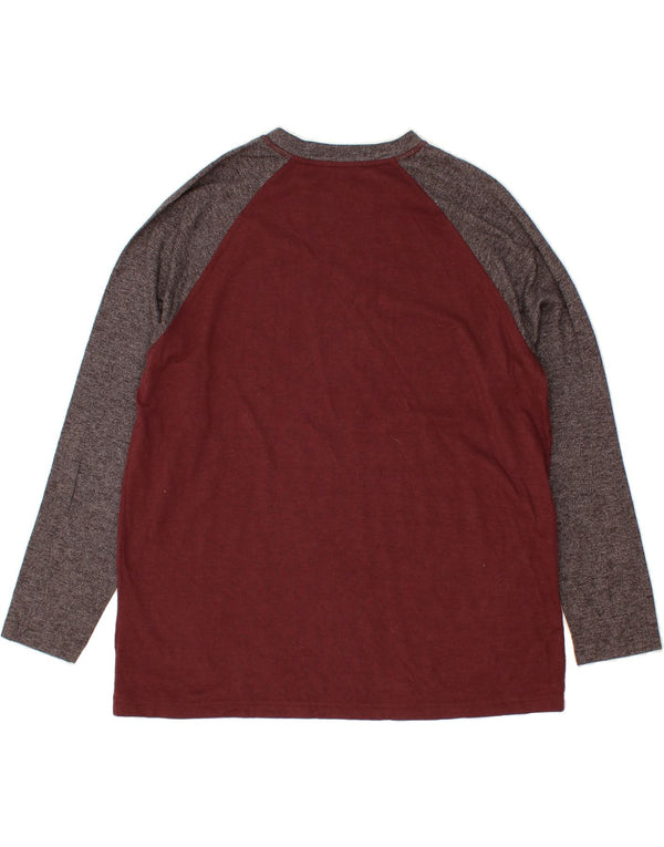 EDDIE BAUER Top da uomo a maniche lunghe 2XL in cotone color block marrone