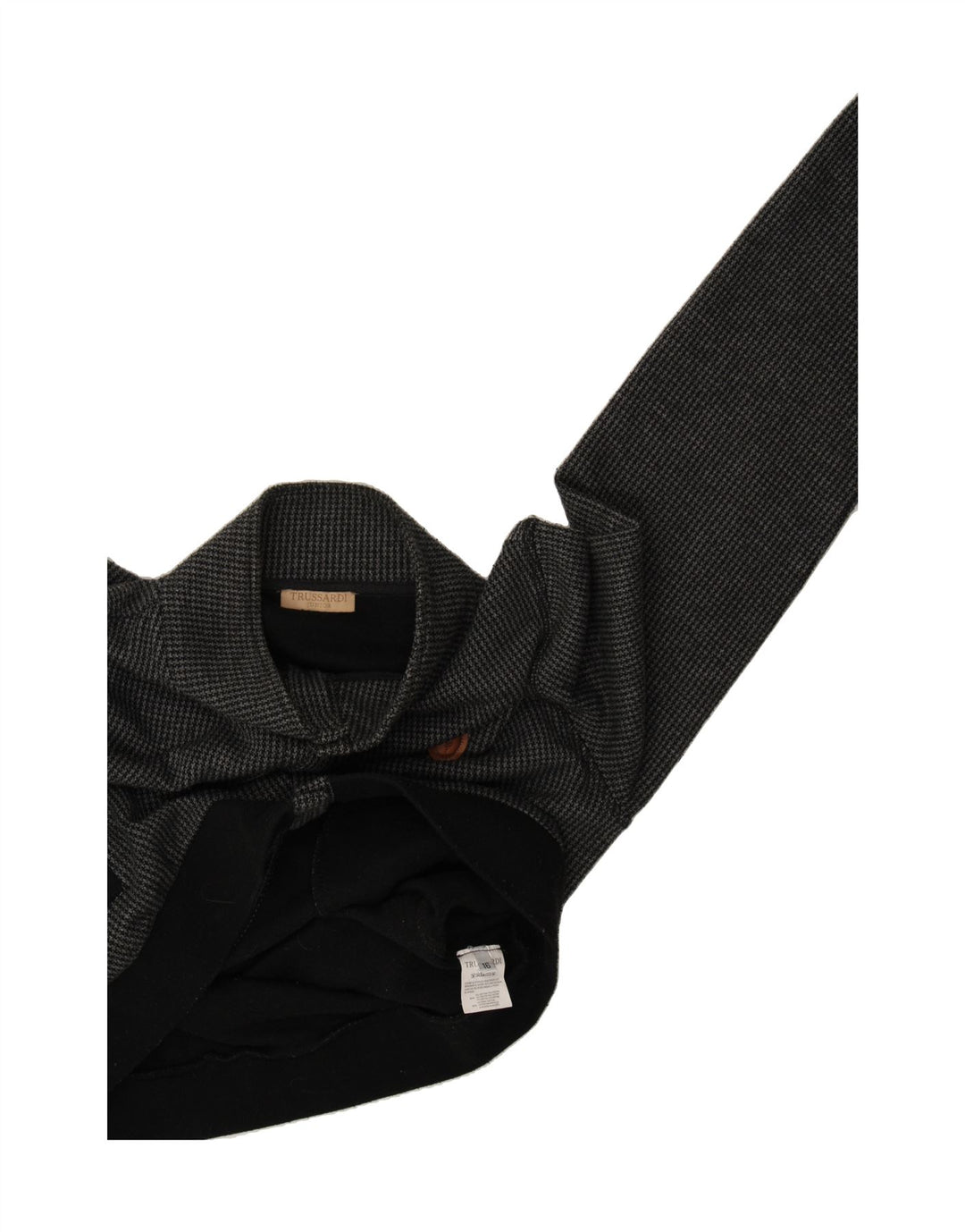 TRUSSARDI Boys Tracksuit Top Jacket 15-16 Years Grey Houndstooth Polyester Vintage Trussardi and Second-Hand Trussardi from Messina Hembry 