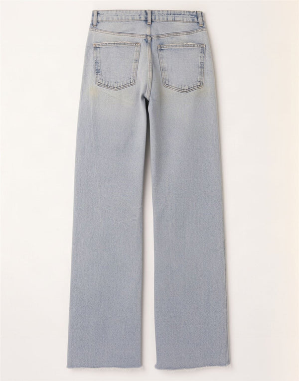Zara Womens Distressed Straight Jeans EU 40 Medium W30 L34 Blue Cotton