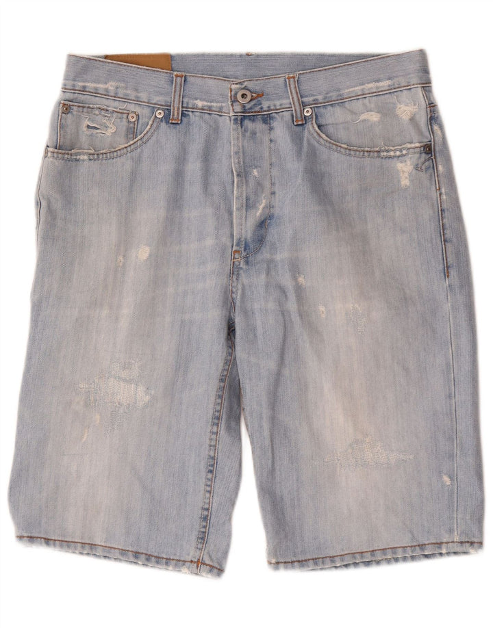 Dondup Pantaloncini in denim invecchiato da uomo W33 cotone blu medio