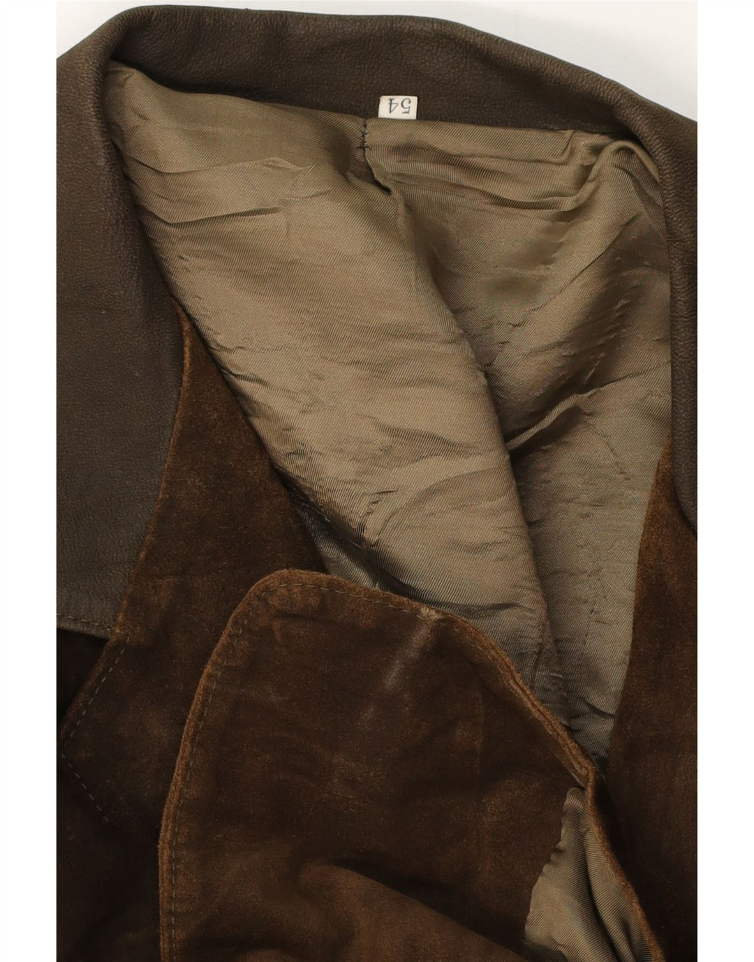 Giacca blazer vintage da uomo in pelle scamosciata a 2 bottoni IT 54 2XL Marrone