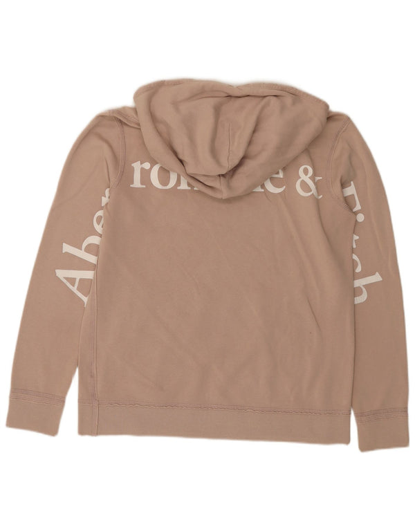 ABERCROMBIE & FITCH Maglione con cappuccio grafico da uomo piccolo in cotone beige