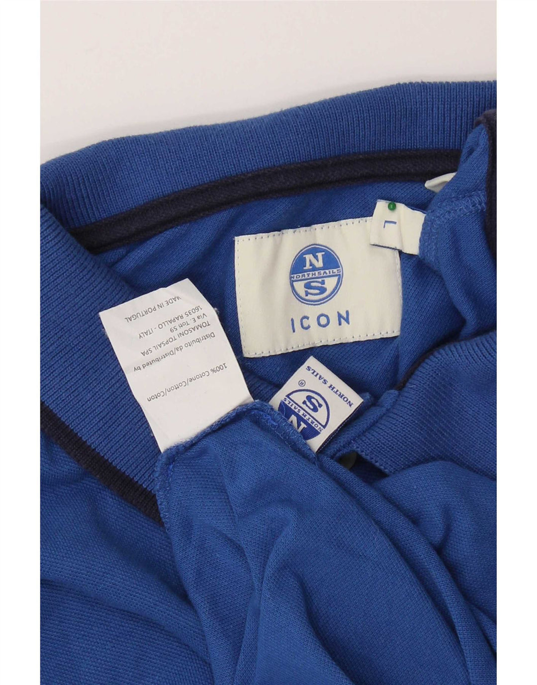 Polo da uomo a maniche lunghe North Sails Large in cotone blu