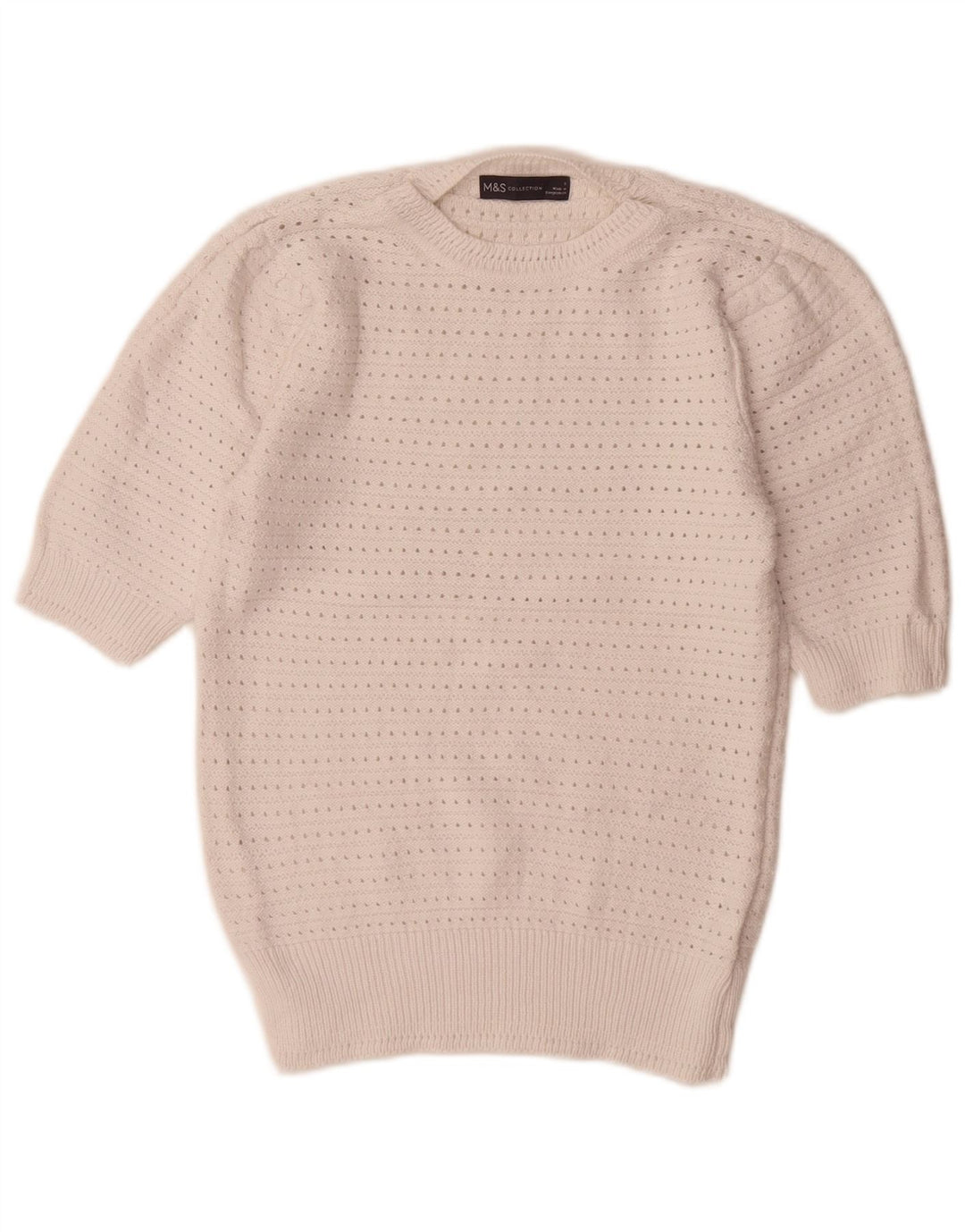 Maglione maglione girocollo da donna Marks & Spencer UK 10 piccolo bianco