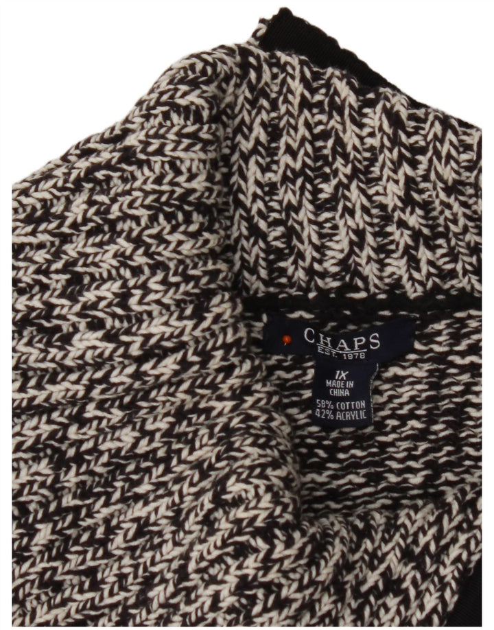 Maglione maglione a collo alto da donna Chaps UK 18 XL cotone screziato nero
