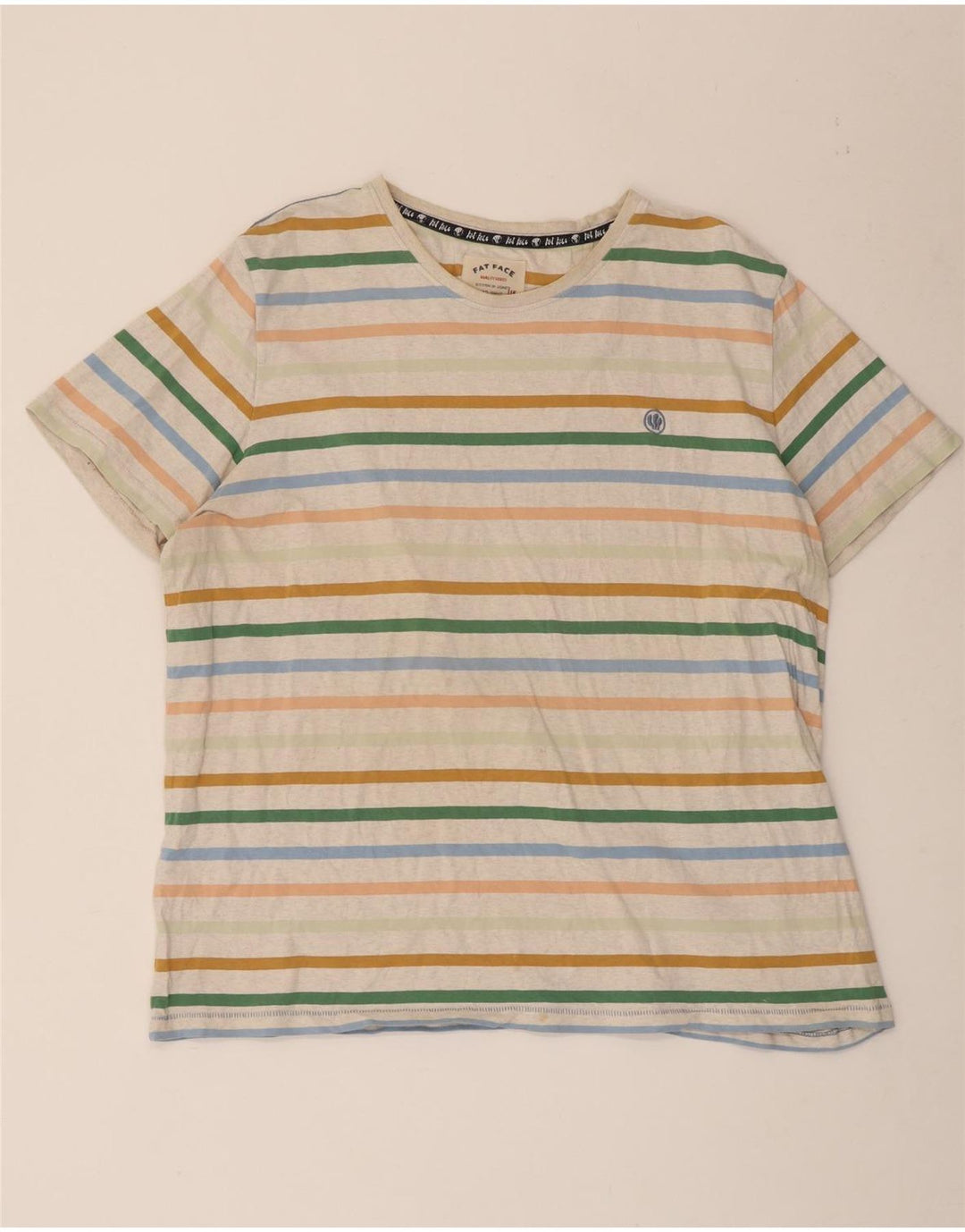 T-shirt da uomo Fat Face Top 2XL cotone a righe multicolore