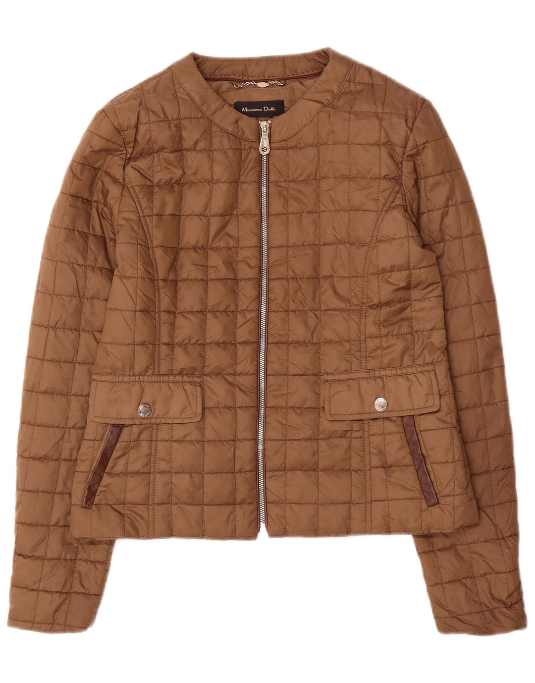 Giacca trapuntata da donna Massimo Dutti UK 12 Poliestere marrone medio
