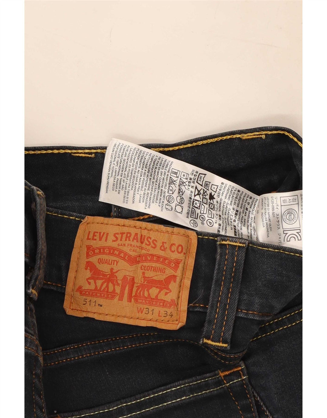 Levi's Uomo 511 Slim Jeans W31 L31 Blu Navy Cotone
