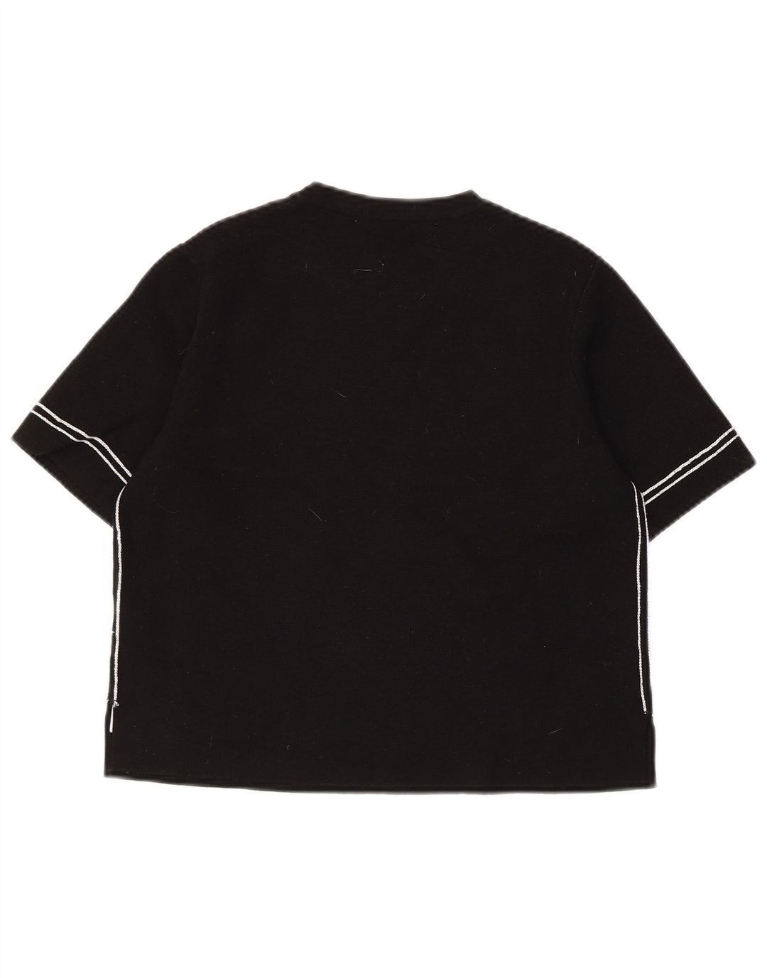 ZARA Maglione Corto da Donna Girocollo a Maniche Corte UK 12 Medio Nero