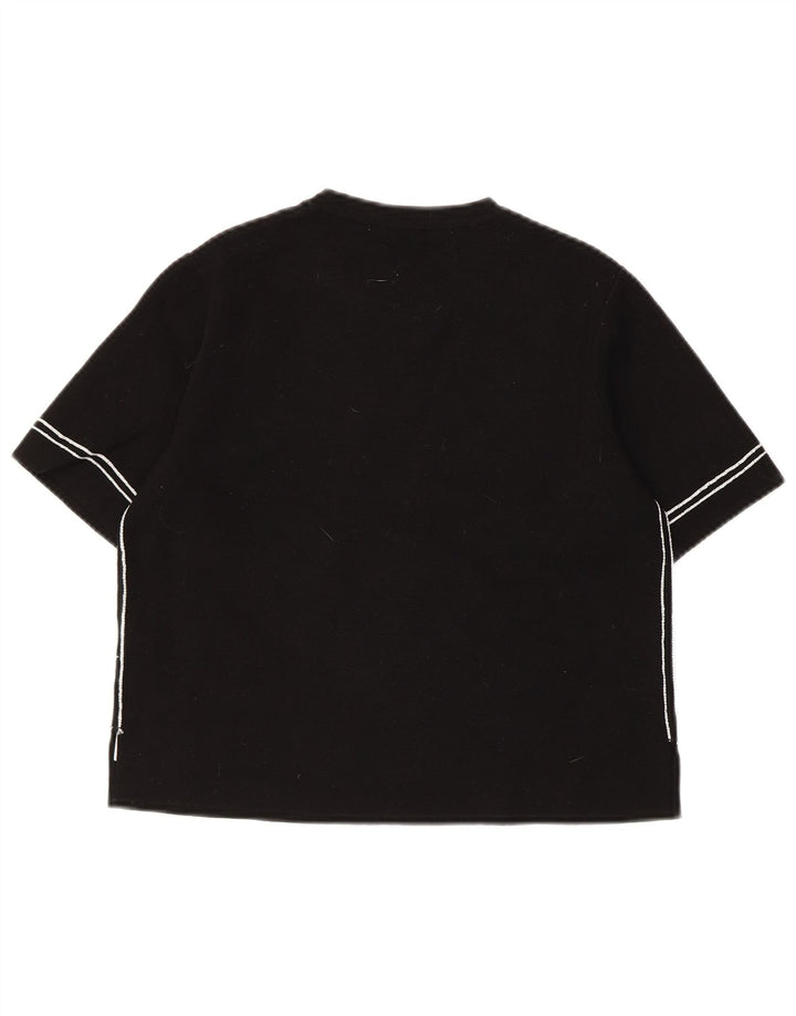 ZARA Maglione Corto da Donna Girocollo a Maniche Corte UK 12 Medio Nero