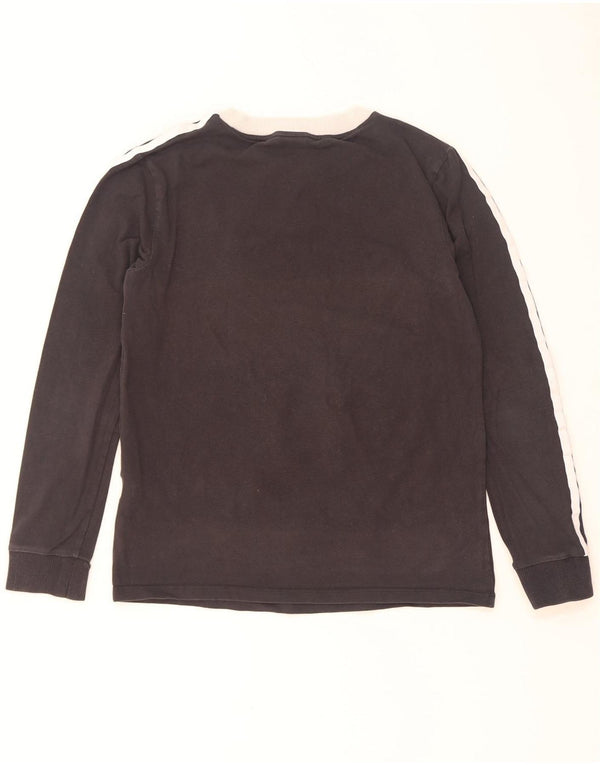Adidas Top da donna a maniche lunghe UK 10 Small Nero Colourblock in cotone