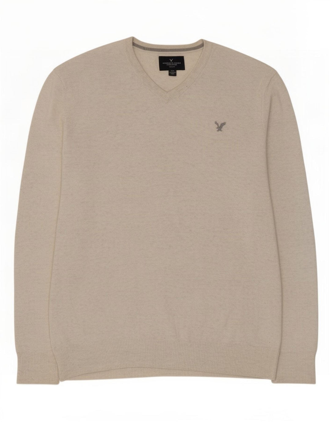 Maglione da uomo con scollo a V American Eagle Outfitters beige medio chiazzato