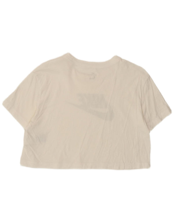 T-shirt grafica corta Nike da donna UK 14 cotone bianco medio