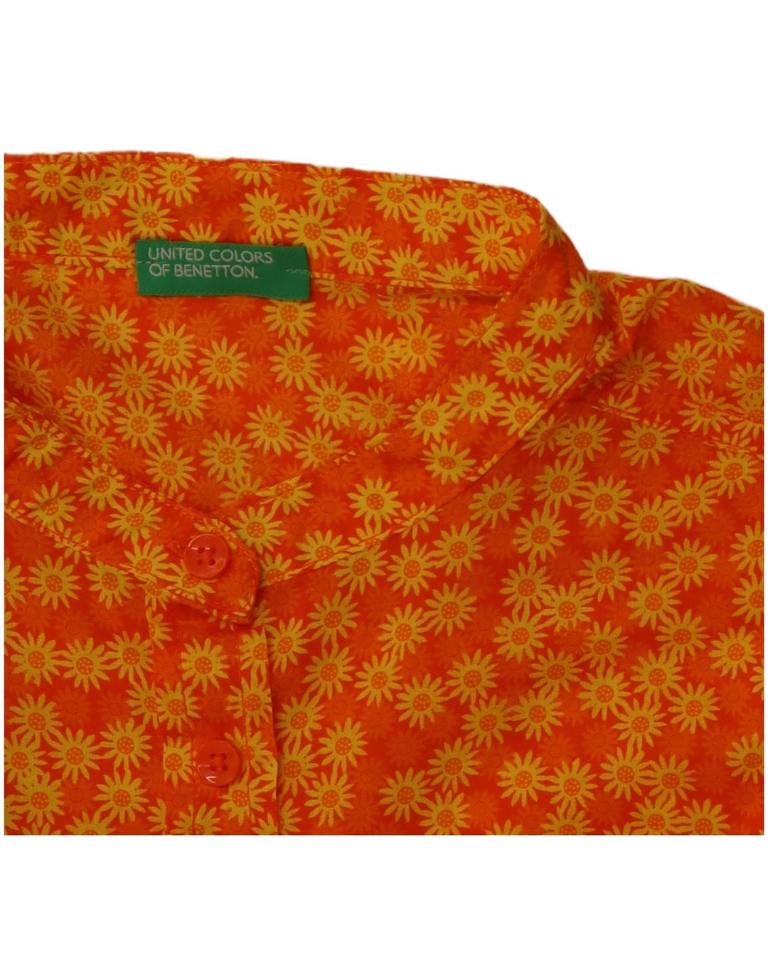 BENETTON Camicia da donna Camicetta UK 12 Arancione medio floreale