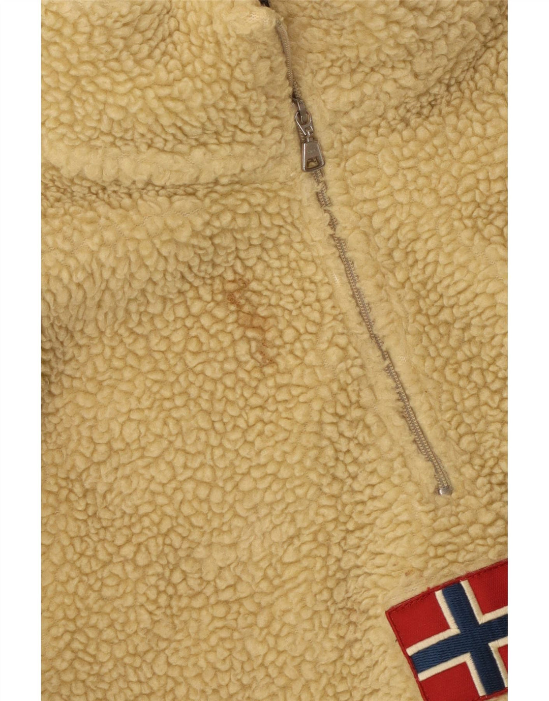 Maglione in pile da uomo Napapijri con collo a zip geografica, piccolo in poliestere beige