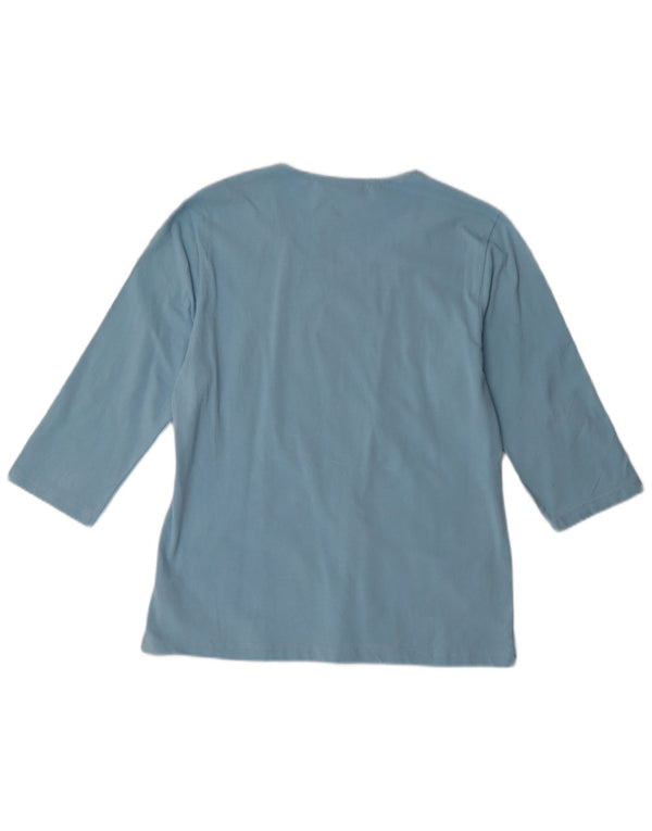 Maglia Asics Donna Manica 3/4 UK 18 XL Cotone Blu