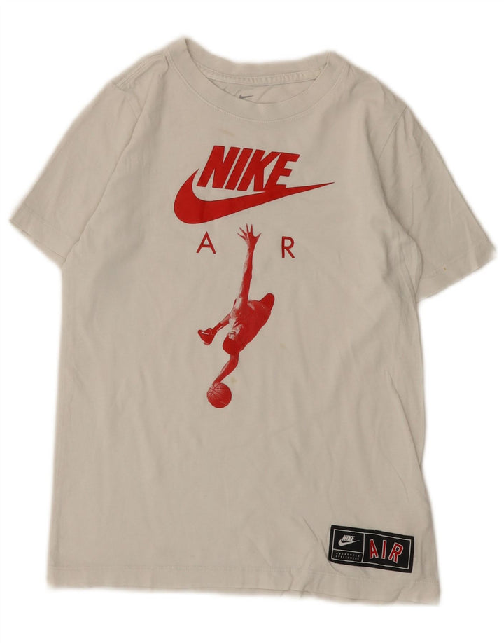 T-shirt grafica da ragazzo Nike Top 10-11 anni cotone bianco medio