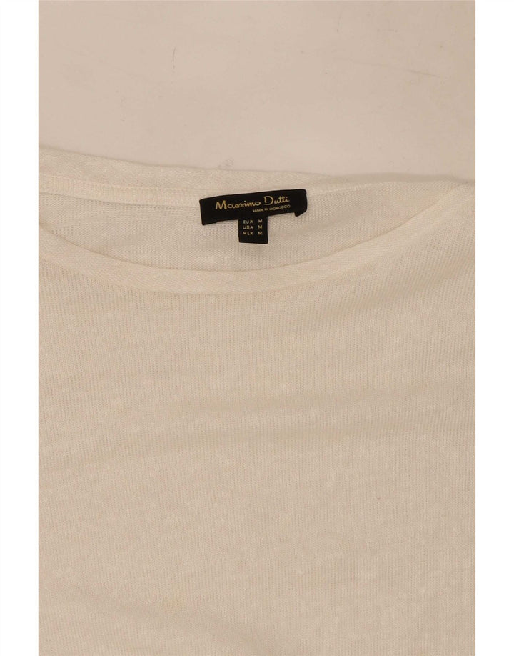 Massimo Dutti T-shirt da donna UK 14 Medium White