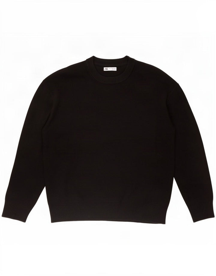 Maglione Zara da uomo girocollo grande in viscosa nera