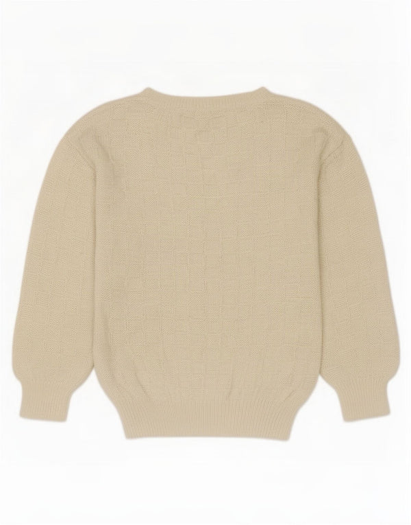 Maglione maglione girocollo da donna vintage UK 14 bianco medio