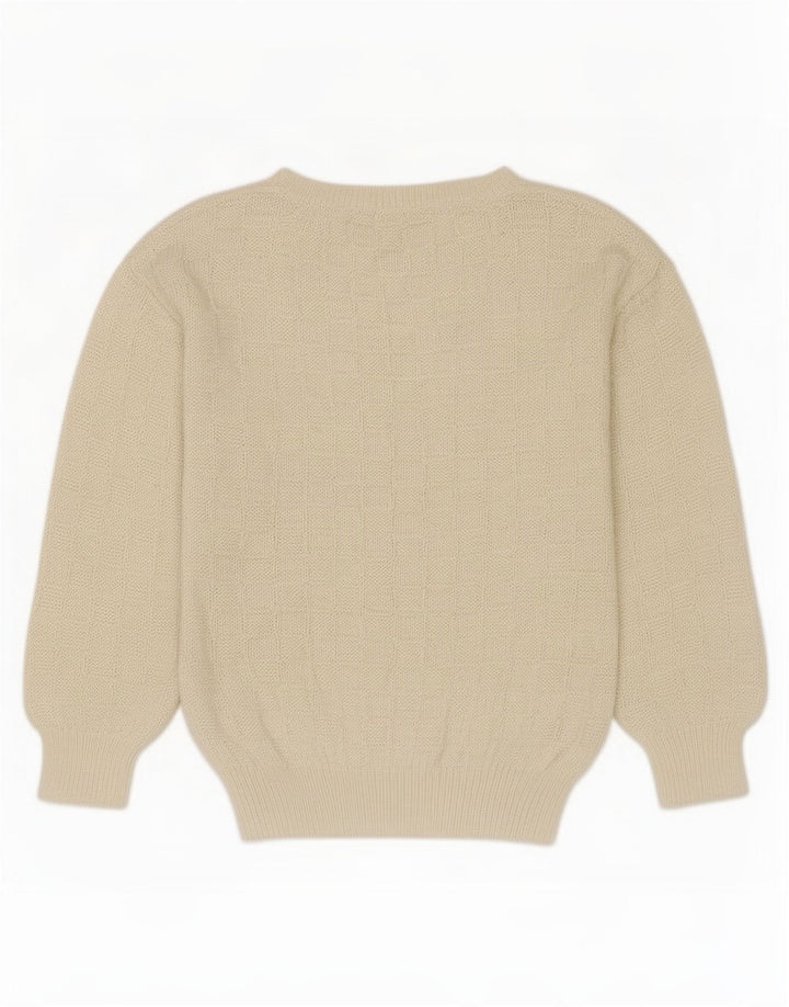 Maglione maglione girocollo da donna vintage UK 14 bianco medio