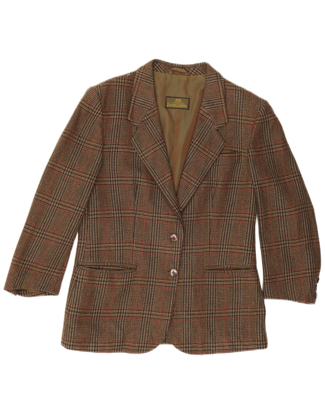 Giacca Blazer da Donna Herno Donna IT 44 Lana Pied De Poule Marrone Medio
