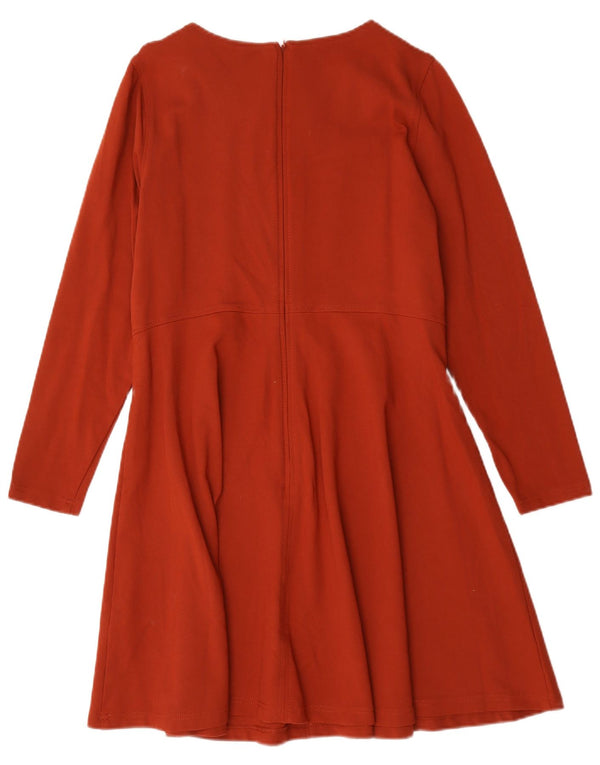 Abito a trapezio a maniche lunghe da donna Marks & Spencer UK 16 Large in viscosa arancione