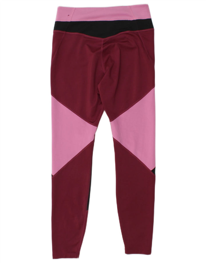 Leggings Dri Fit da donna NIKE UK 14 Poliestere color block medio bordeaux