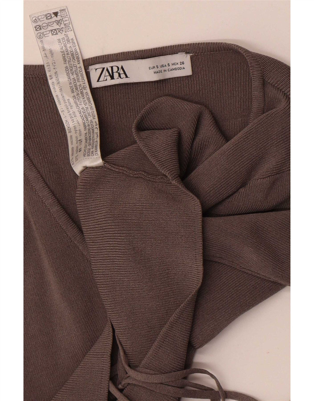 Top cardigan corto da donna Zara UK 8 piccolo in viscosa grigia