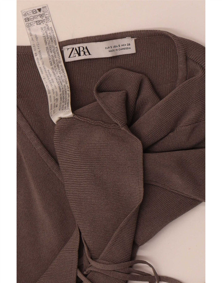 Top cardigan corto da donna Zara UK 8 piccolo in viscosa grigia