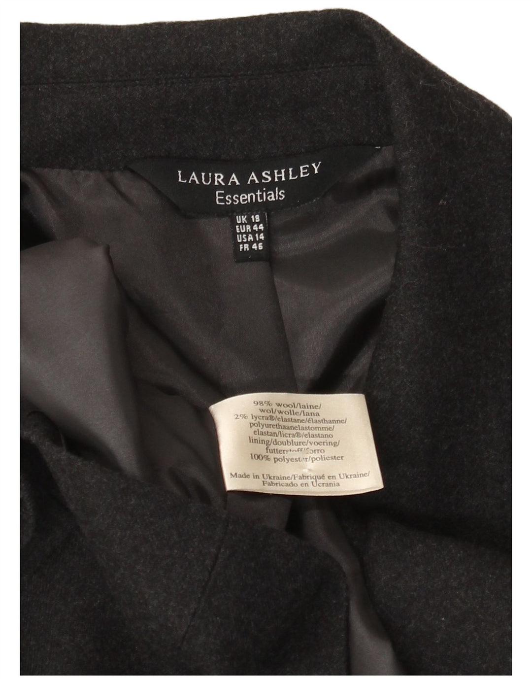 Giacca blazer a 1 bottone da donna Laura Ashley UK 18 XL lana grigia