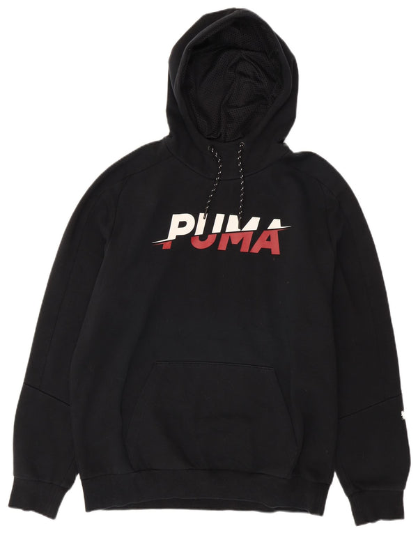 Felpa con cappuccio grafica da uomo Puma Large in cotone nero