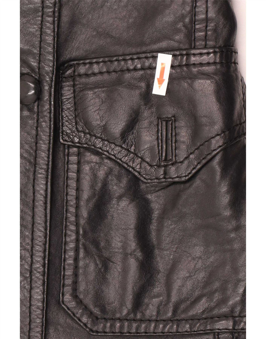 Giacca in pelle doppiopetto vintage da donna UK 8 piccola nera