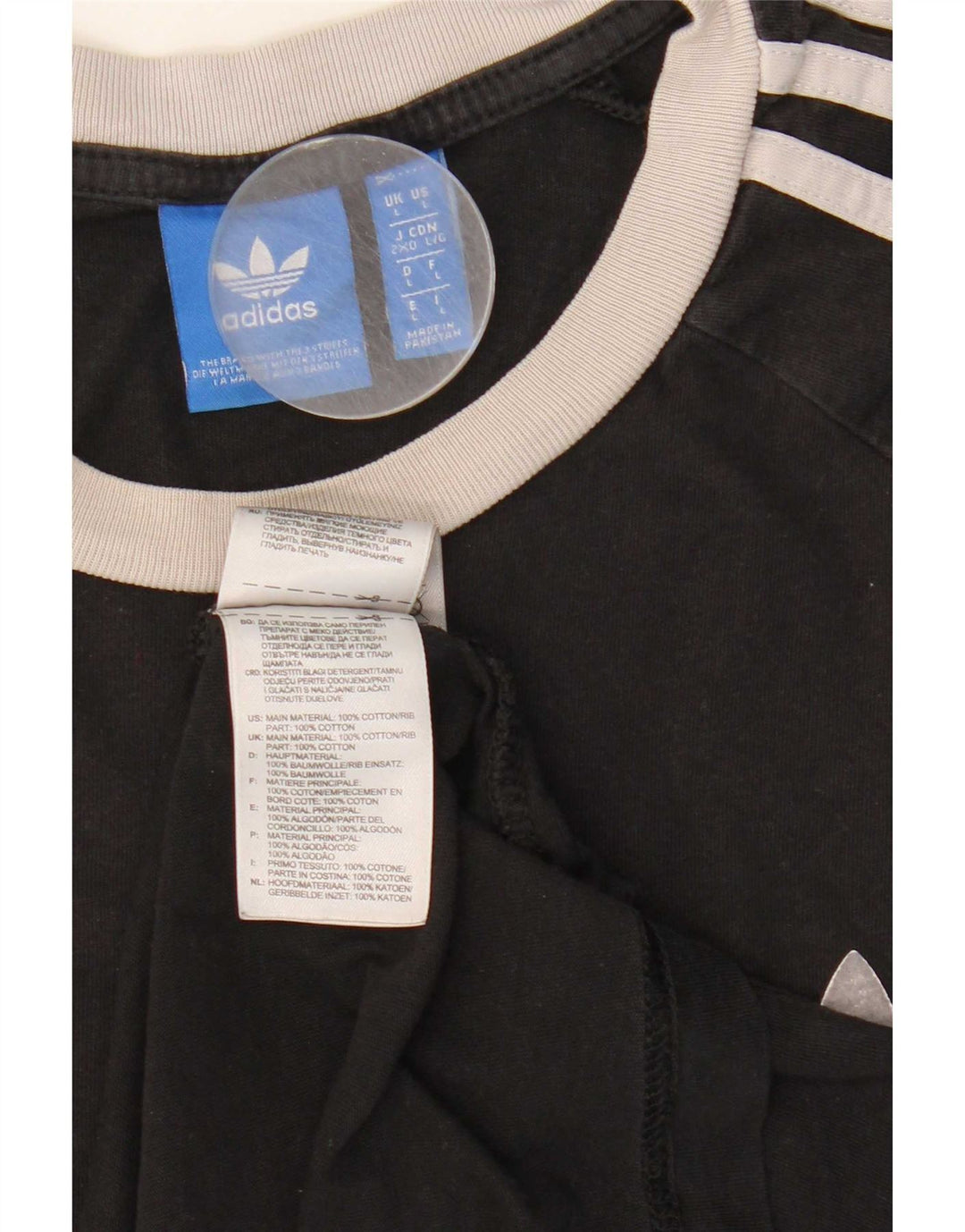 T-shirt da uomo Adidas Top Large nera in cotone color block