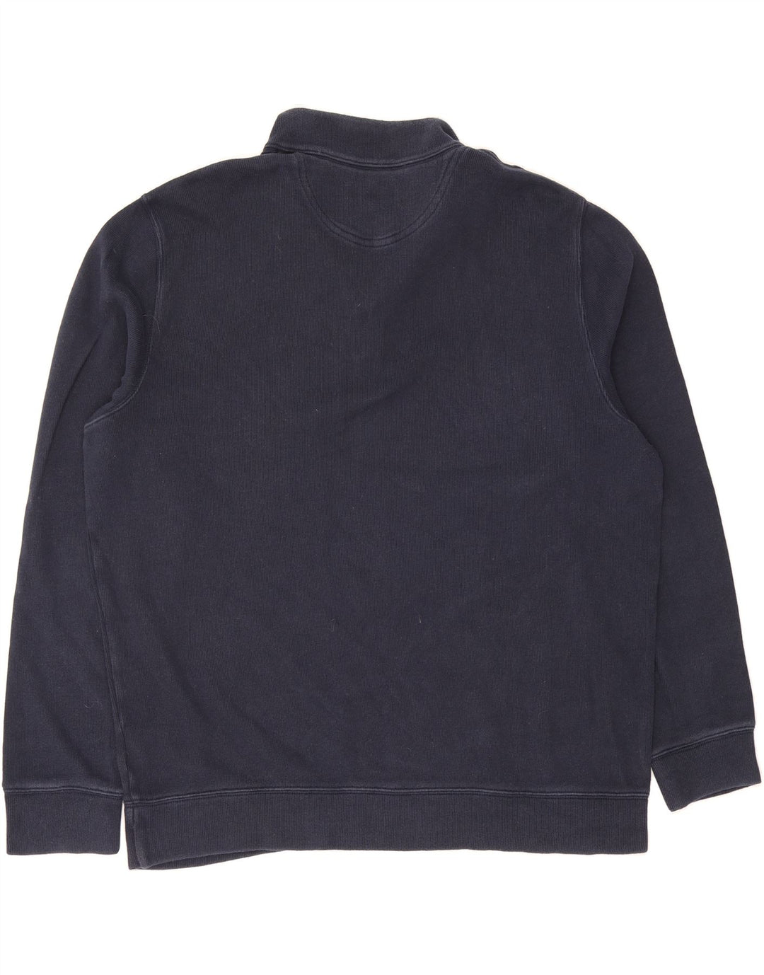 LANDS END Mens Zip Neck Sweatshirt Jumper XL Navy Blue Cotton Vintage Lands End and Second-Hand Lands End from Messina Hembry 