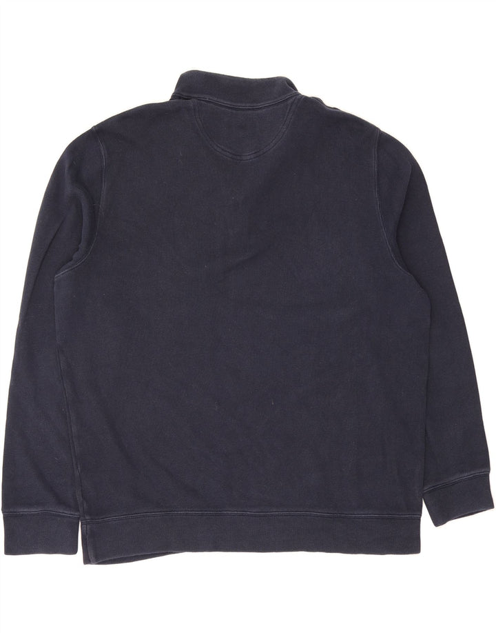LANDS END Mens Zip Neck Sweatshirt Jumper XL Navy Blue Cotton Vintage Lands End and Second-Hand Lands End from Messina Hembry 
