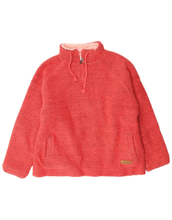Weird Fish Maglione da donna con collo in sherpa con zip UK 16 Grande cotone arancione