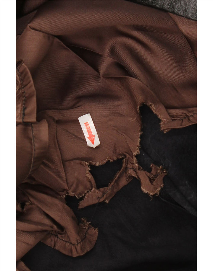 Gonna in pelle vintage da donna IT 52 2XL W32 Nera