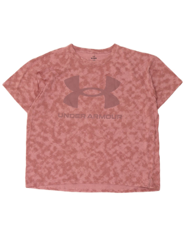 T-shirt grafica da donna Under Armour Top UK 18 XL cotone rosa tie-dye