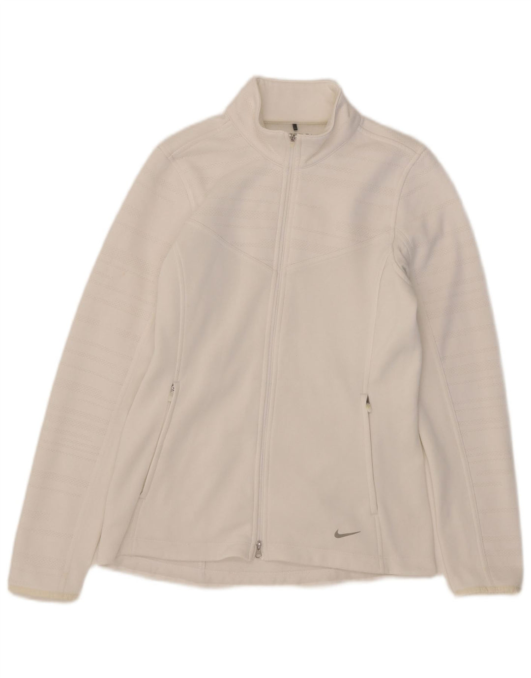 Giacca superiore della tuta Nike Therma-Fit da donna UK 12 poliestere bianco medio