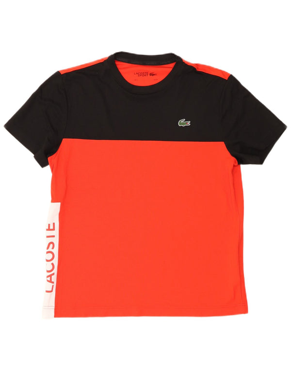 T-shirt grafica da uomo Lacoste taglia 4 taglia media in poliestere color block rosso