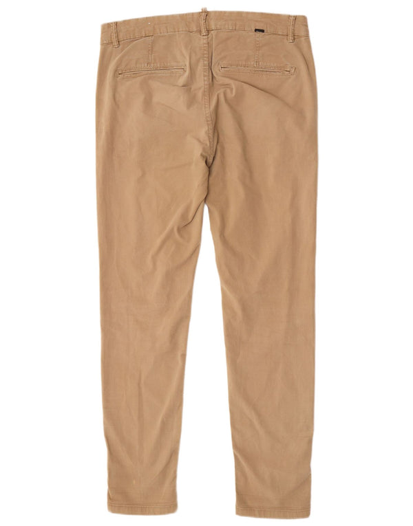 Pantaloni chino slim fit da uomo Zara EU 42 Large W32 L30 cotone marrone
