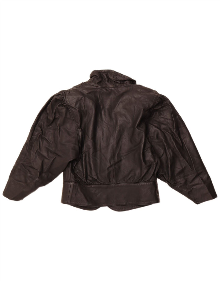 Giacca in pelle corta da donna VINTAGE UK 10 piccola nera